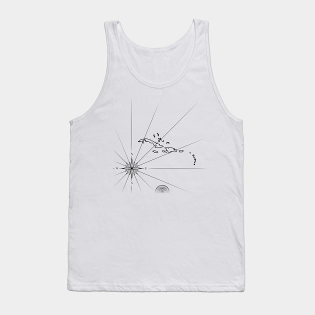 Compass rose and sea map Tank Top by leewarddesign